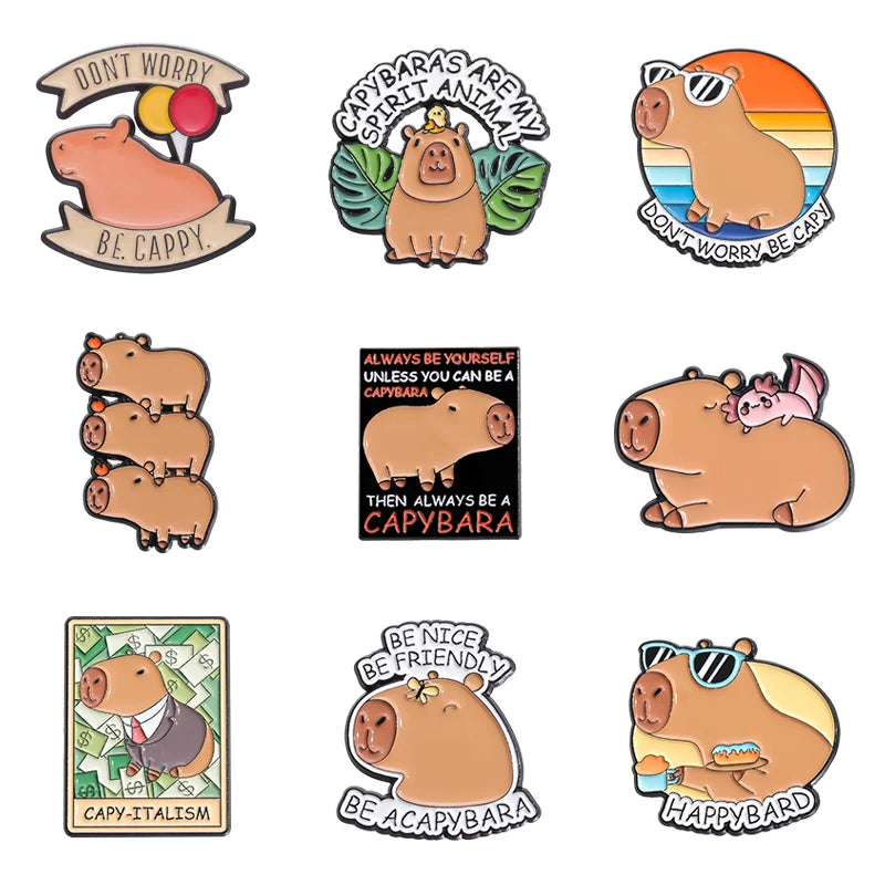 Cute Capybara Enamel Pin Collection