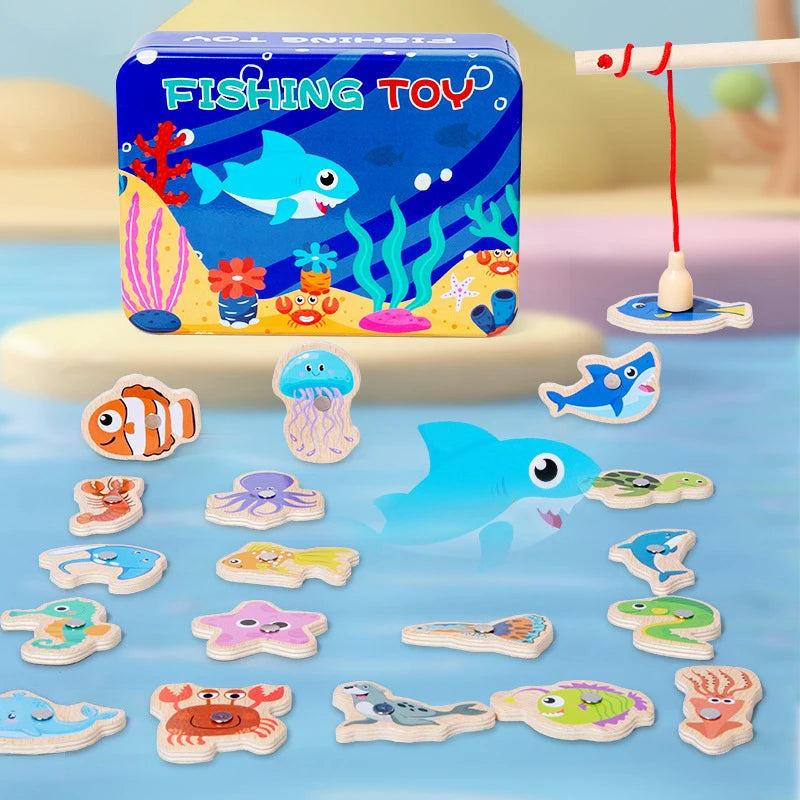 Wooden Magnetic Fishing Game for Kids