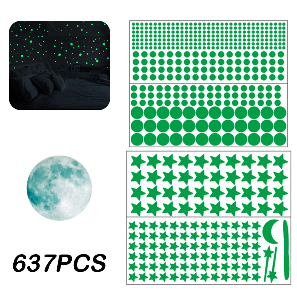 637-Piece Glow-in-the-Dark Stars & Moon Ceiling Stickers