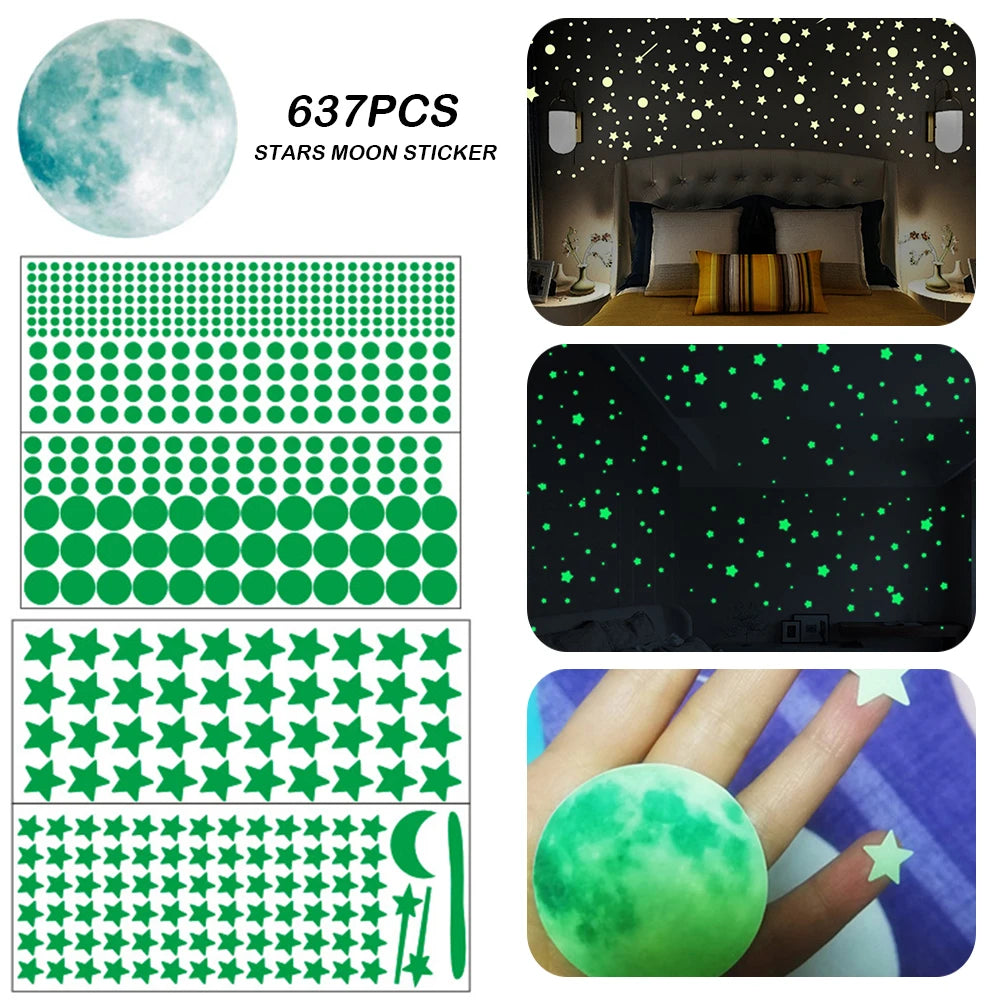 637-Piece Glow-in-the-Dark Stars & Moon Ceiling Stickers