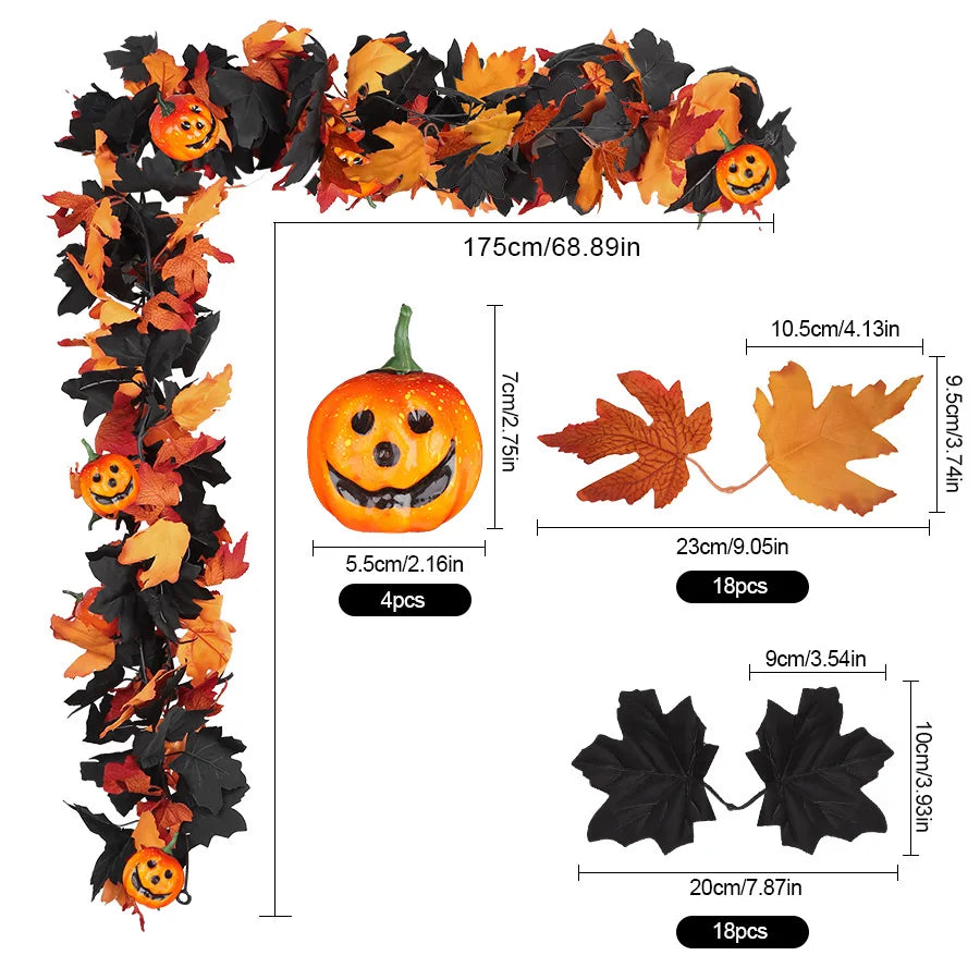 Black Pumpkin Halloween Garland