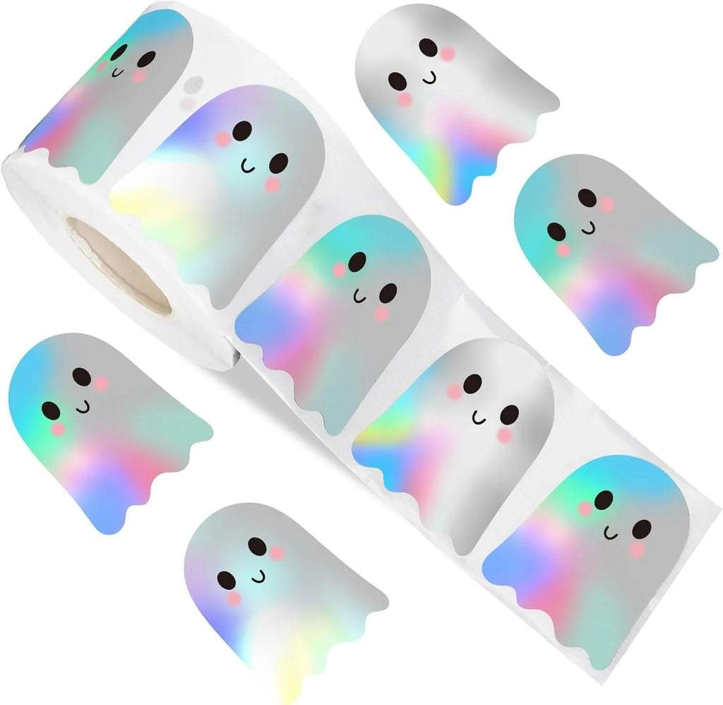 500-Piece Holographic Halloween Sticker Roll