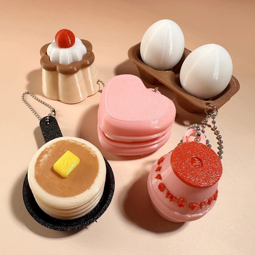 Food Clicker Fidget Keychain