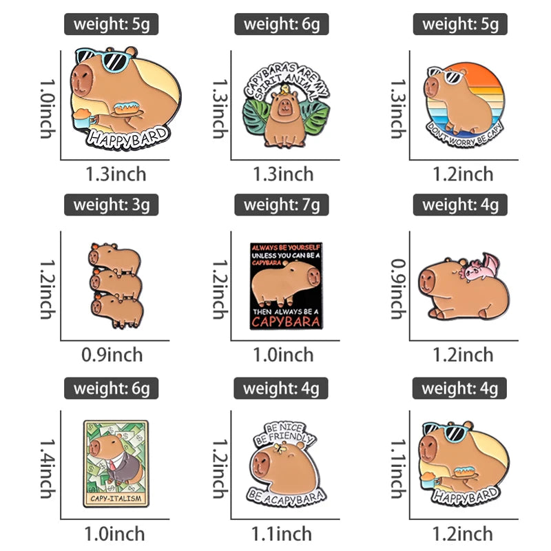 Cute Capybara Enamel Pin Collection
