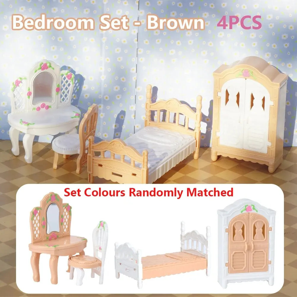 Mini Pink Dollhouse Furniture Set